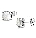 LOYALLOOK Women's White Created Opal Stud Earrings Stainless Steel Base 7MM Silver Tone