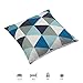 Cotton Linen Fjfz Home Decorative Throw Pillow Case Cushion Cover for Sofa Couch Modern Geometric Art Print, Black Blue Teal White 18
