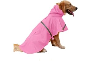 JYHY Dog Raincoat Adjustable Reflective Waterproof Lightweight Dog Rain Jacket Rain Poncho with Hood for Medium Large Dogs