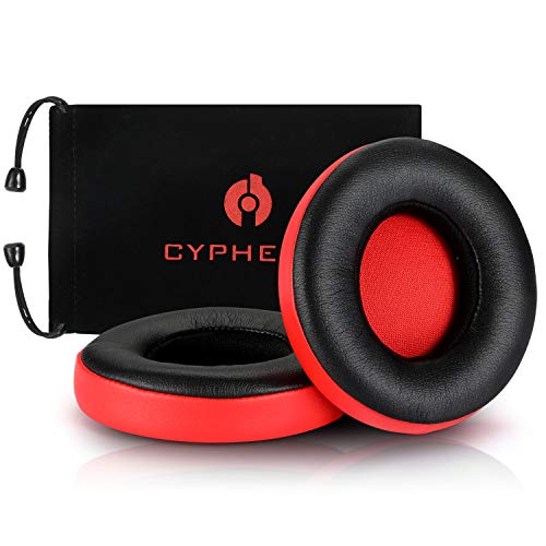 Beats Solo 2&3 Earpad Replacement,Cypher.V Ear Cushion Pads Compatible with Solo 2.0/3.0 Wireless On Ear Headphones by Dr. DRE 1 Pair- (Black+red)