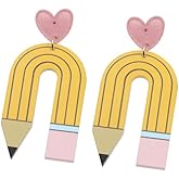 Teacher Earrings Colorful Pencil Drop Dangle Earring for Women Dr Seuss Earrings for Women Teachers Appreciation Day Teacher's Gift Back To School Handmade Jewelry Gifts