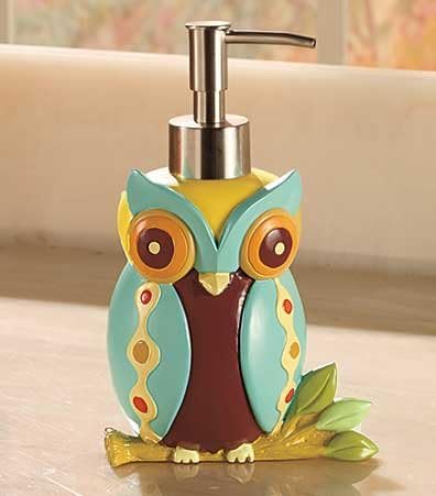 Adorable Owl-shaped Soap/lotion Pump- Approx. 4-7/8" W X 2-3/8" D X 7-3/4" H