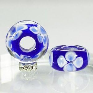 Amazon トンボ玉 青い花 8ｘ14ｍｍ ビーズ ストーン 通販