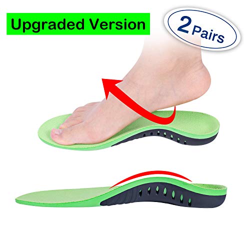 Orthotics Insoles Arch Support Inserts (2 Pairs) Comfort Sports Insoles Plus Support Anti-Fatigue Technology Replacement Insole Athletics Leisure and Work