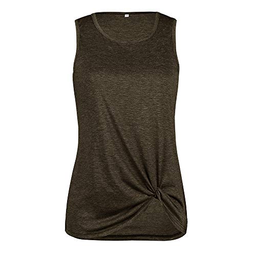 FarJing Women Fashion Loose Sleeveless O-Neck Vest Casual T-Shirt Blouse Tops（XL,Brown)