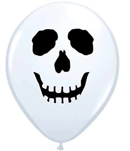 Qualatex 05" Round White 100Ct Skull Face Balloons