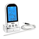 Cooking Thermometer ,SGODDE Wireless Digital Stainless Barbecue Thermometer with Timer/Alarm & Smart Meat Probe for BBQ, Oven, Grill, and Smoker Silver