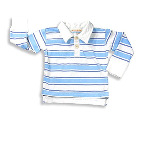 Gold Rush Outfitters - Baby Girls Long Sleeve Striped Polo, Blue, White 13780-12-18Months