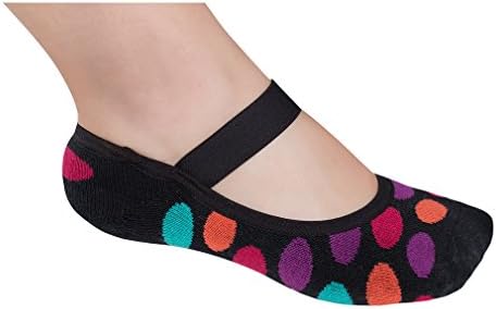 Lupo Women's Dots Terry No Show Yoga Barre Pilates Slipper Gripper Socks