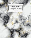 2019 - 2020 Weekly and Monthly Planner: Veined marble white black gold planner | Calendar Schedule | by My Amazing Planners