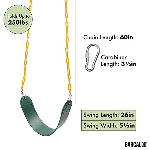Barcaloo Playground Swing with Plastic Coated Chain 2 Pack - Set of Outdoor Swings for Jungle Gym