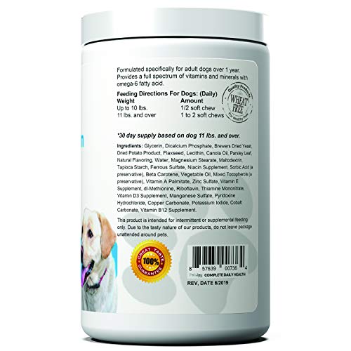 PetJoy Complete Health Daily Includes Vitamin A Vitamin B12 Copper Choline Manganese Vitamin D3 Vitamin E Zinc Iron to Ensure Complete Nutritional Support