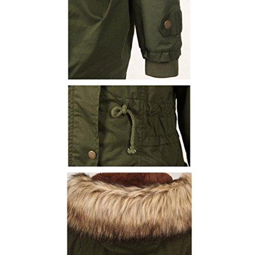 Bokeley Womens Parka Jacket Hooded Winter Coats Faux Fur Coat Outdoor (L, Black) - Thumbnail 3