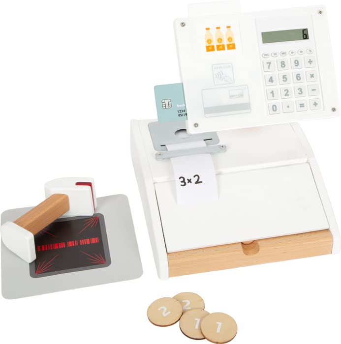 small foot Kasse "fresh" aus Holz, multifunktionales Zubehör für Kaufladen, Rollenspielzeug, ab 3 Jahren, 12249, Weiß 2