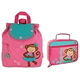 Stephen Joseph Quilted Girl Monkey Backpack and Lunch Box