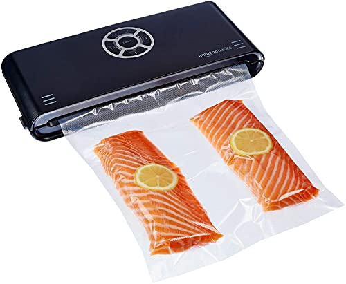 Amazon Basics Vakuumierer, 30 cm Naht + 10 Vakuumierbeutel, Schwarz