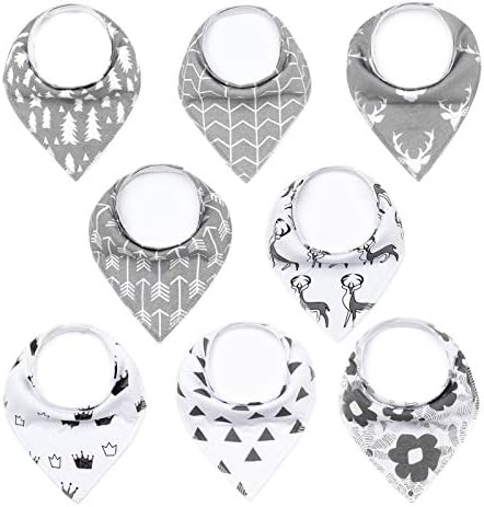 男の子と女の子用のmyzideaユニセックス8パックベビーバンダナよだれかけ よだれをたらす赤ちゃんのよだれかけ 100 オーガニックコットン 非常に柔らかく吸収性のあるよだれかけ