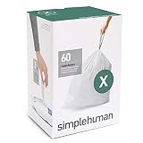simplehuman Code X Custom Fit Drawstring Trash Bags, 80 Liter / 21 Gallon, 3 Refill Packs (60 Count)