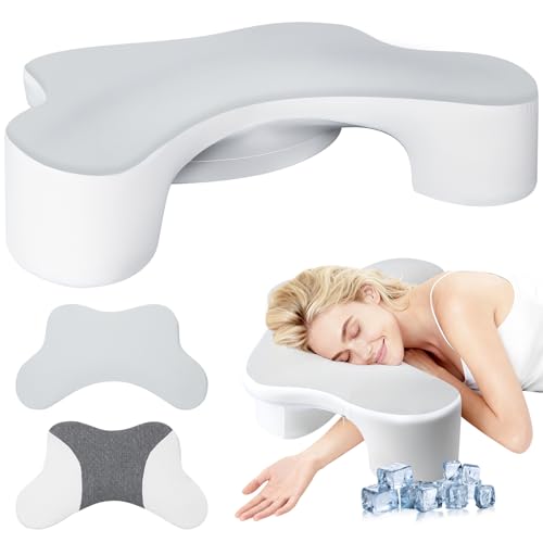 Side Sleeper Pillows with Arm Holes- Memory Foam Shoulder Pillow for Side Sleepers Neck Support & Rotator Cuff Pain Relief, 2PCS Pillowcase, Ergonomic Knee, Leg, Arm Pillow for Adults (Grey)