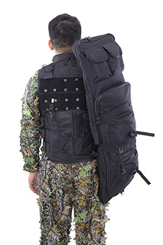 Sutekus 39 Inch Double Rifle Bag Outdoor Tactical Gun Case Integrated Pistol and Magazine Storage Backpack 100CM