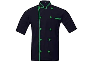 TROZ Men's And Women's Black Chef Coat Contrast Piping,PolyCotton,Size (S-6XL)