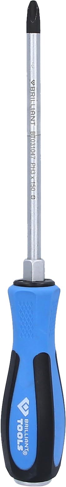 BRILLIANT TOOLS BT031047 Phillips Screwdriver with Impact Cap PH3 x 150 mm [Powered by KS Tools]