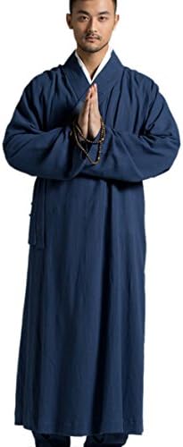 ZanYing Men's Long Gown Traditional Buddhist Meditation Monk Robe