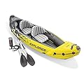 Explorer K2 Kayak, 2-Person Inflatable Kayak Set with Aluminum Oars and High Output Air Pump