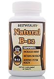 BestVitality Natural Vitamin B-12 Methylcobalamin (Methyl B12) 5000 MCG-Super Strength-60 Tablets-Free Guide