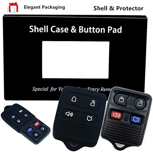 GQ43VT11T Ford Key Fob Shell Ease2U 4 Button Keyless Entry Remote with Silicone Cover Protective Case for Ford, Lincoln, Mazda (Shell&Protector)
