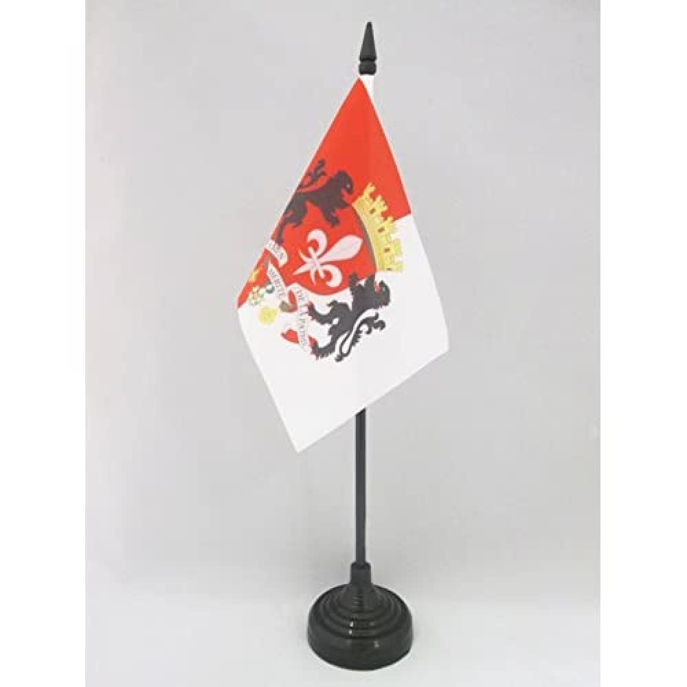 AZ FLAG - Lille Coat of Arms Table Flag 4'' x 6'' - City of Lille Office Mini Banner 100% Polyester 15 x 10 cm - Mini Desk Flag with 10'' Pole and Black Plastic Base