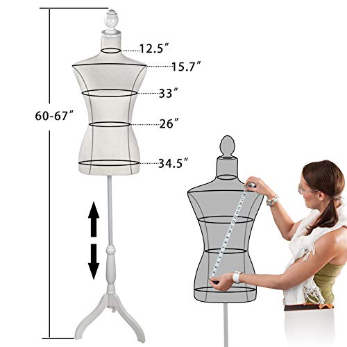Female Mannequin Torso Body Dress Form Clothing Display W/Tripod Wooden