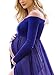 JustVH Maternity Off Shoulder Chiffon Gown Long Sleeve Front Split Maxi Photography Dress Navy Blue