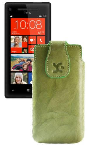 Suncase - Custodia a Fondina in Pelle per HTC Windows Phone 8X, Colore: Marrone