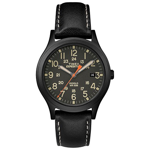 Timex Unisex TW4B11200 Expedition Scout 36 Black Leather Strap Watch