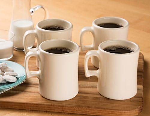 American Mug Pottery Ceramic"Texas Tea Cup" Coffee Mug, Made in USA, Ivory, 16 oz - Pack of 4