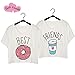 JINT Best Friends Tshirt 2-Pack Women Donut and Coffee BFF Matching Cute Shirt Cartoon Tops Funny Tees by (Best-S+Friends-S)