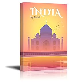Canvas Wall Art - India Travel Illustration Canvas Art - Giclee Print Gallery Wrap Modern Home Art Ready to Hang - 12x18 inches