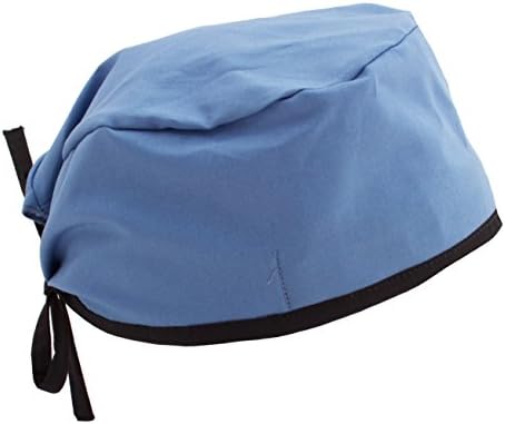 Solid Rich Blue & Black Scrub Cap Hat with adjustable tie