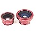 Red Universal Clip-on 180 degree 3 in 1 Fisheye+Wide Angle+Macro Camera Lens Kit for iPhone 5 5S 4 4S 6 Samsung Galaxy S5/S4/S3 Note 4/3/2 HTC Blackberry Bold Touch, Sony Xperia, Motorola Droid
