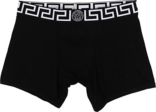Versace Men s Iconic Long Boxer Brief with Black and White Band Black Boxer Briefs 6/XL (US 36)