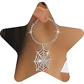 Xerling Halloween Spider Web Dangle Drop Circle Hoop Earrings Fashion Rhinestones Loop Earrings Sparkly Crystal Statement Earrings for Women
