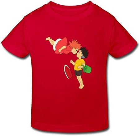Personalized O Neck Causal Ponyo Colored Wip Kids Toddler T Shirts Size 3 Toddler Red