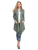 OD'lover Women's Long Sleeve Draped Open Front Casual Loose Cardigan Sweater With Pocket