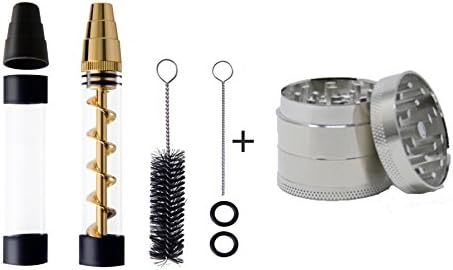 Glass Blunt Pipe Grinder Kit for Herb,Tobacco Coffee &amp; Tea - With Cleaning Kit &amp; Grinder By Toke Kingz