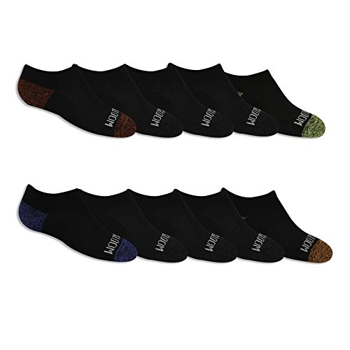 Fruit of the Loom Boys' Little 10 Pair Half Cushion No Show Socks, black assort, Shoe Size: 9-2.5