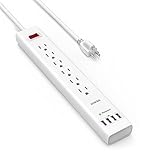 Anker 6 Outlet, 4 USB Port PowerStrip/Surge Protector PowerPort Strip with 5ft Cord for Robotic Vacuum, Air Purifier, and PowerIQ for Galaxy S7 Edge / Note, iPhone 6s / 7 Plus, and Tablets