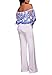 Halfword Womens Sexy Off Shoulder Embroidery Long Wide Leg Jumpsuits Rompers S Blue