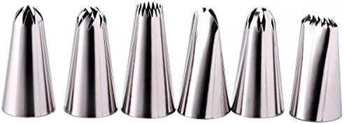 8-Piece Cake Decorating Set,6 Icing Piping Nozzles &amp; 1 Coupler &amp; 1 Reusable Silicone Pastry Bag-Professional Stainless Steel Cake Icing Tip Set Tools-Best Kitchen Gift