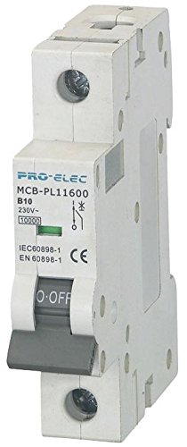 Pro Elec AUB7 1P B10A 10A Single Pole Type B MCB, 10kA